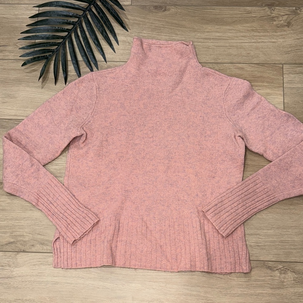 Madewell Inland mockneck sweater in a soft pink color alpaca/merino wool medium